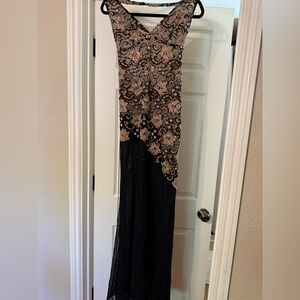 Elegant Black and Gold Embellished Gown